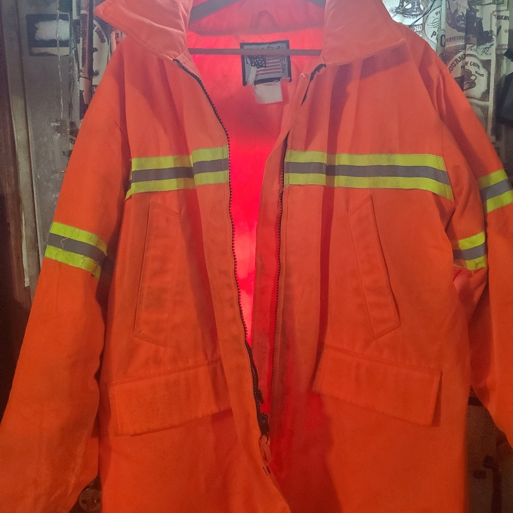Large male work safety jacket